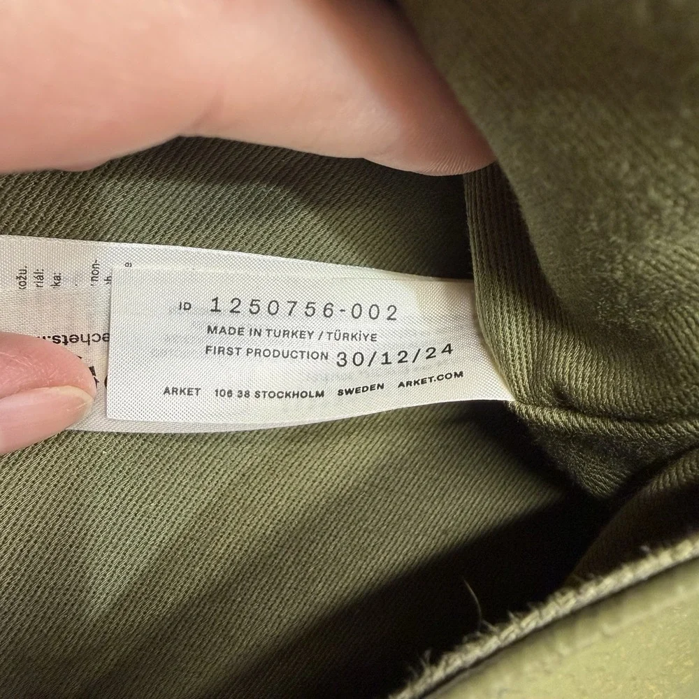 Arket Shiny Leather Hobo Shoulder Bag‎ Khaki Green Large Oversized